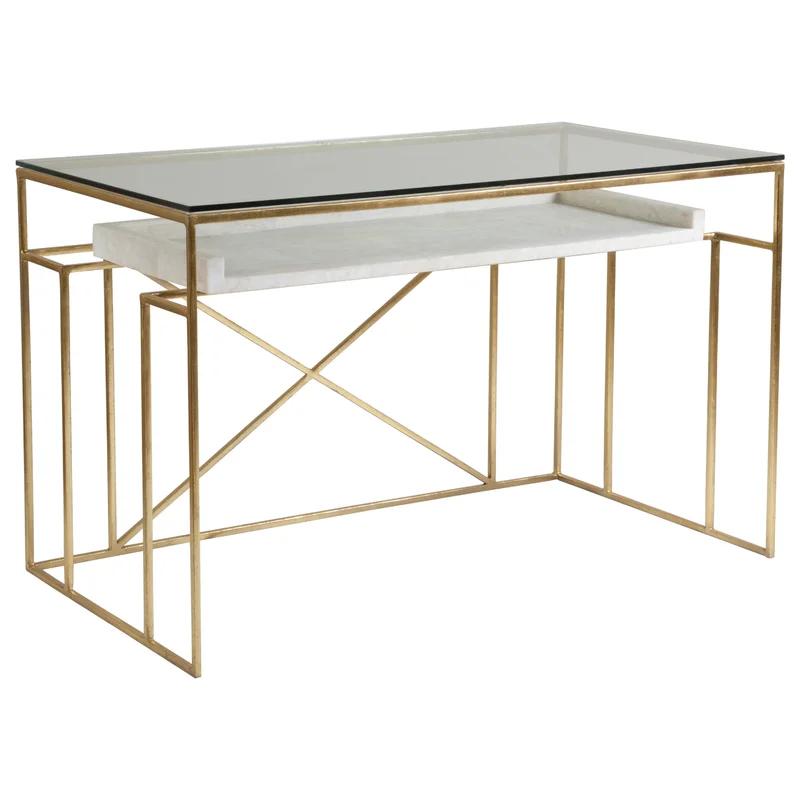 Cumulus White Crystal & Gold Foil Home Office Desk