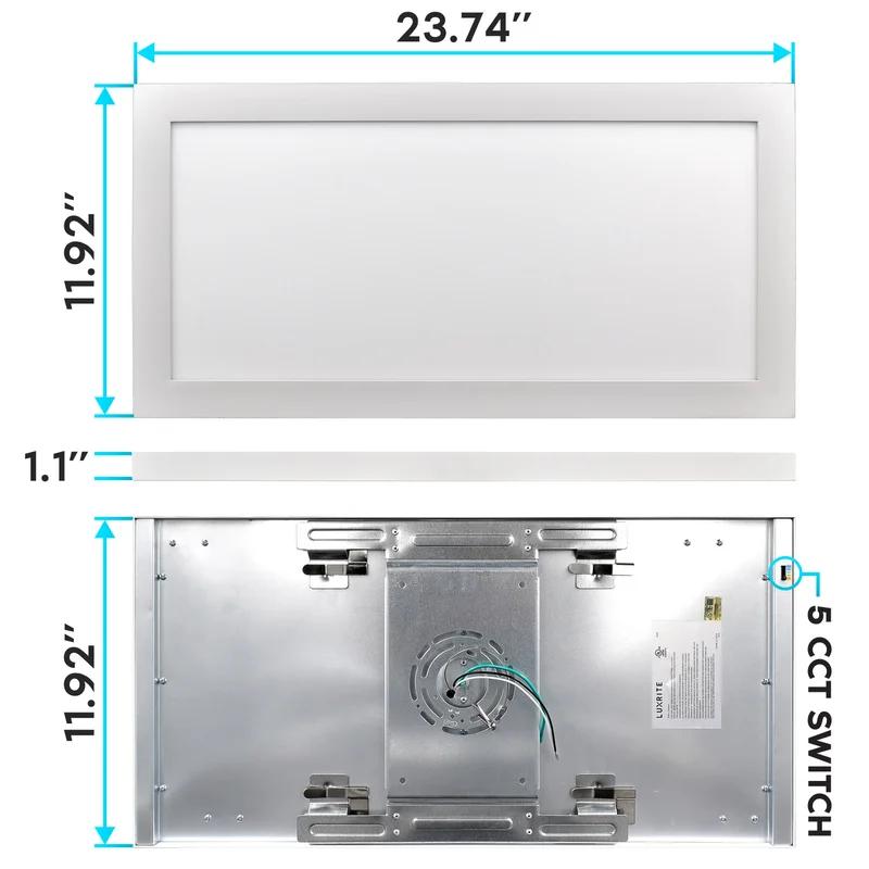 Sleek 1x2 FT Ultra Thin LED Panel Light, 5-Color Selectable, Flush Mount