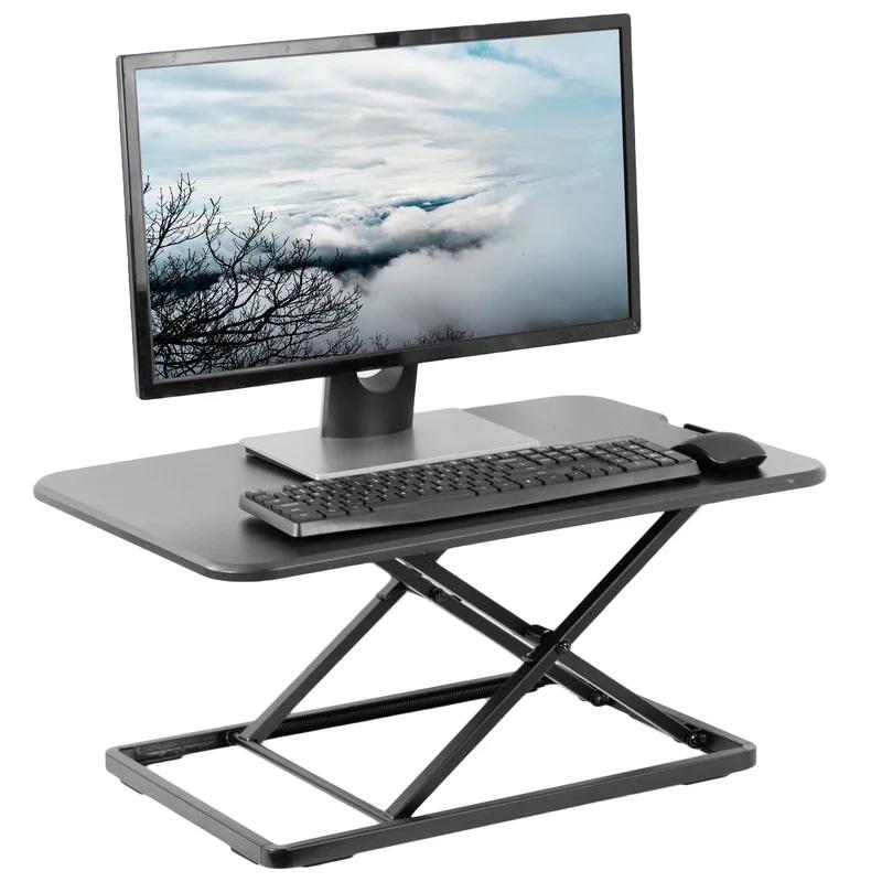 Compact Black 26" Ultra Slim Adjustable Standing Desk Converter