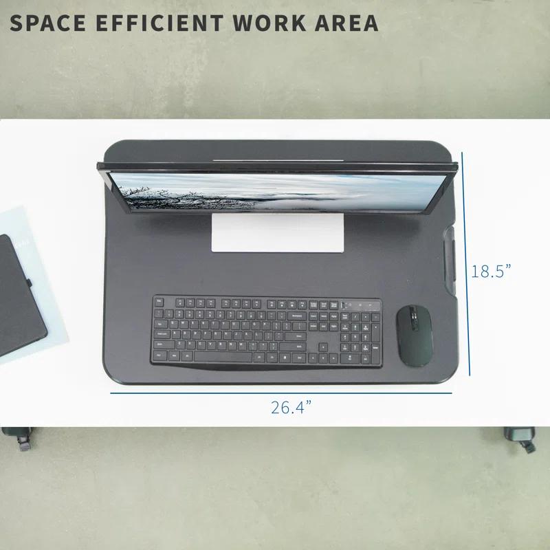 Compact Black 26" Ultra Slim Adjustable Standing Desk Converter