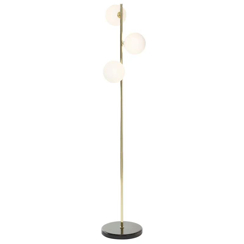 Gold and White 55" Modern Floor Lamp with Marble Base