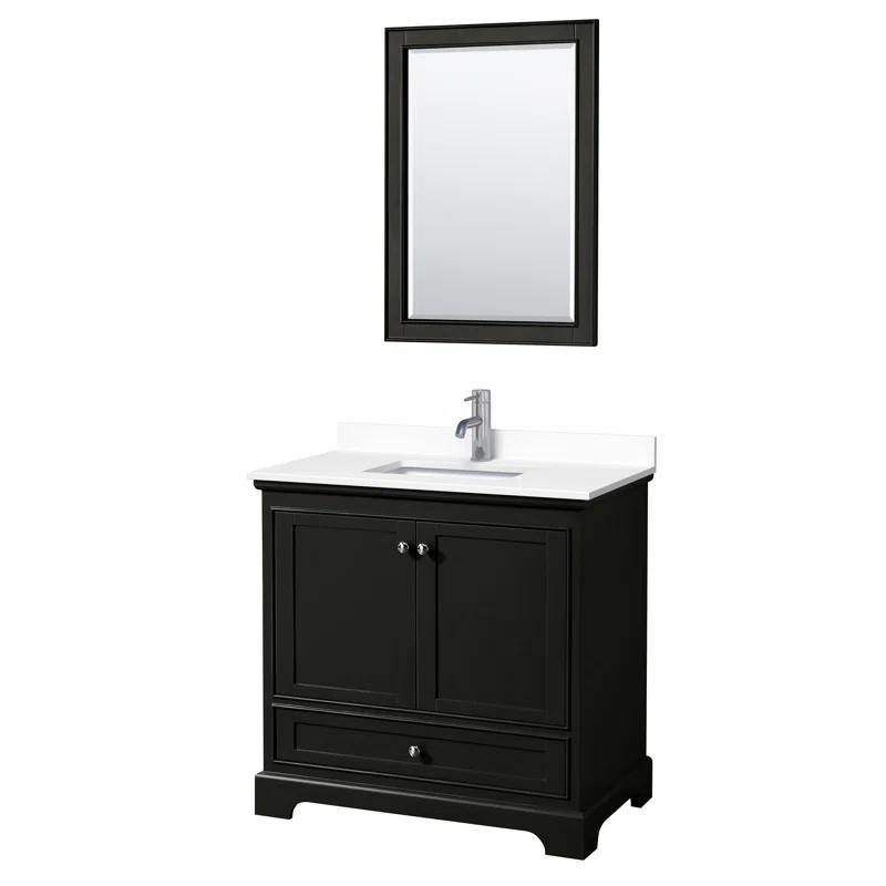 Wyndham Collection Deborah 36'' Single Bathroom Vanity with Marble Top with Mirror