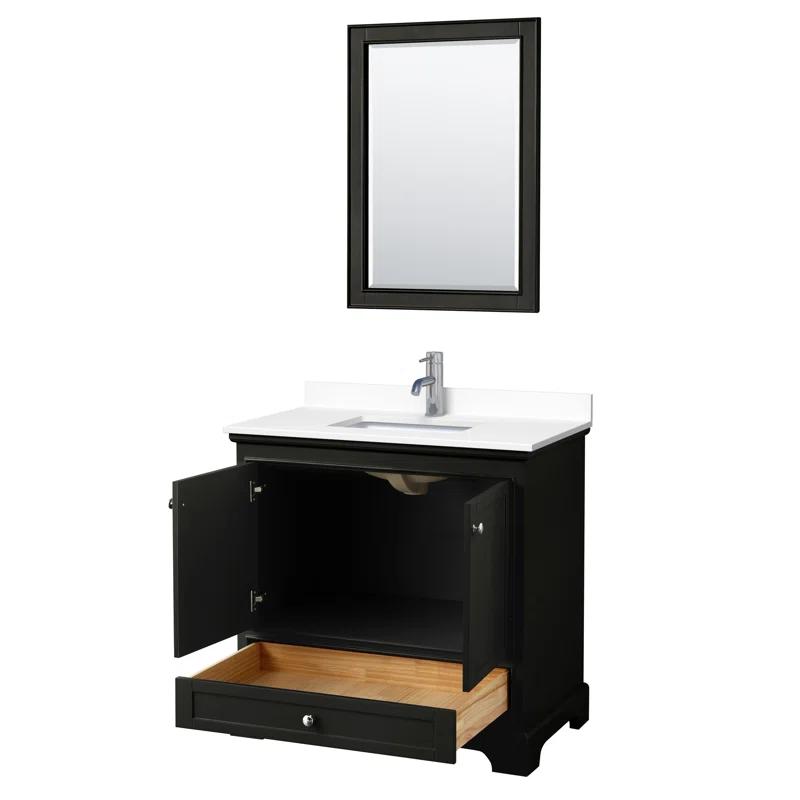 Wyndham Collection Deborah 36'' Single Bathroom Vanity with Marble Top with Mirror