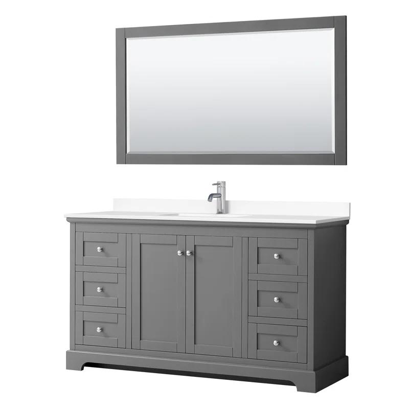 Wyndham Collection Avery 60'' Single Bathroom Vanity with Marble Top with Mirror