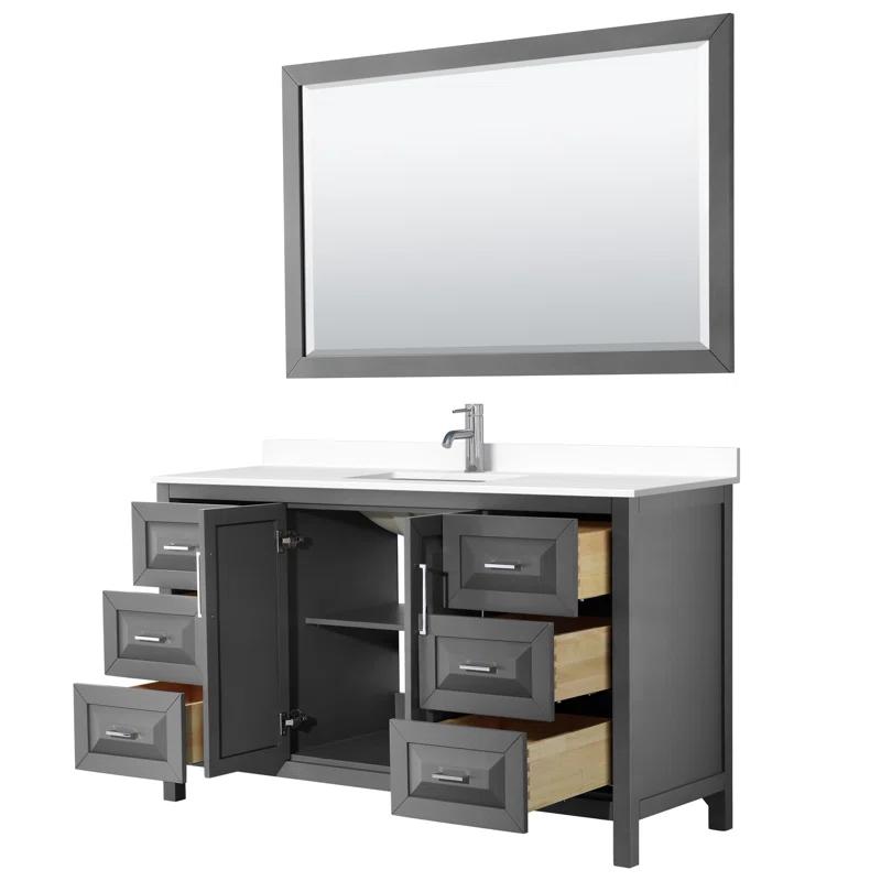 Wyndham Collection Daria 60'' Single Bathroom Vanity with Marble Top with Mirror