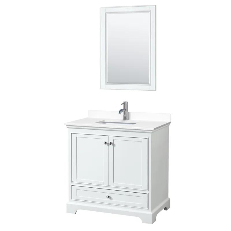 Wyndham Collection Deborah 36'' Single Bathroom Vanity with Marble Top with Mirror