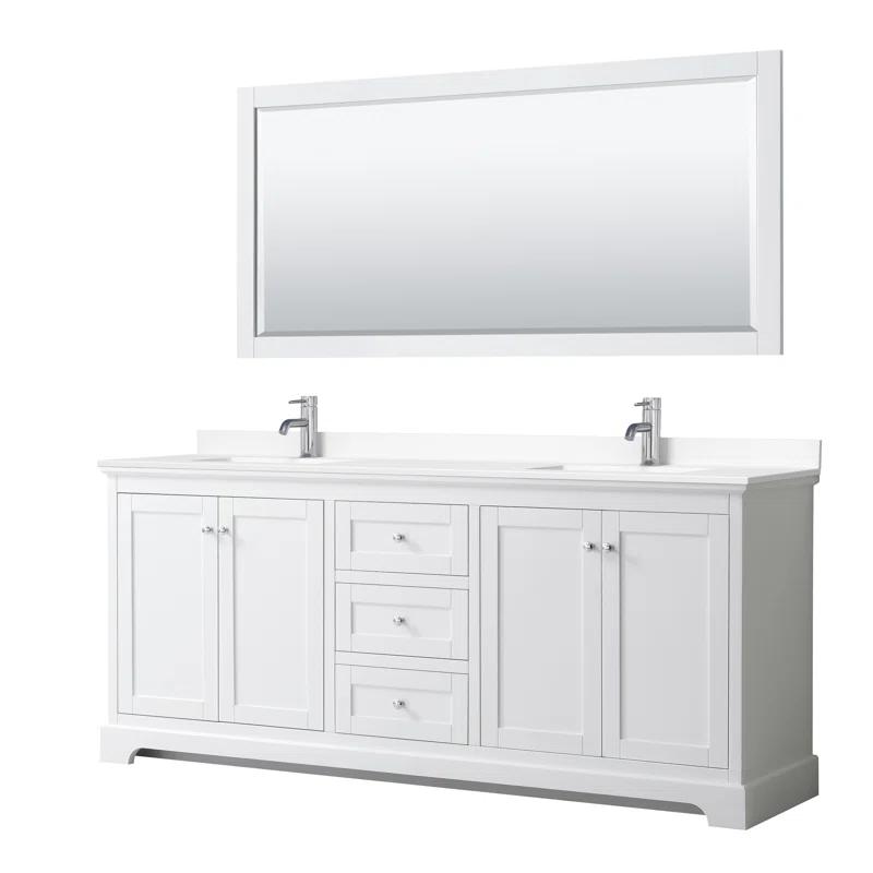 Wyndham Collection Avery 80'' Double Bathroom Vanity with Marble Top with Mirror