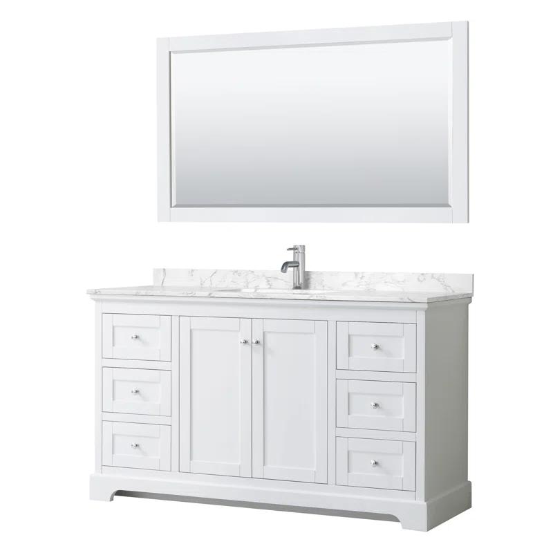 Wyndham Collection Avery 60'' Single Bathroom Vanity with Marble Top with Mirror