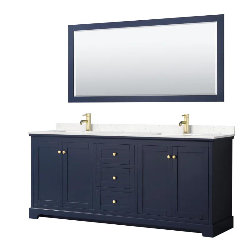 Wyndham Collection Avery 80'' Double Bathroom Vanity with Marble Top with Mirror