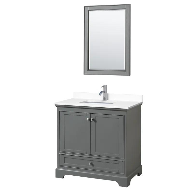 Wyndham Collection Deborah 36'' Single Bathroom Vanity with Marble Top with Mirror