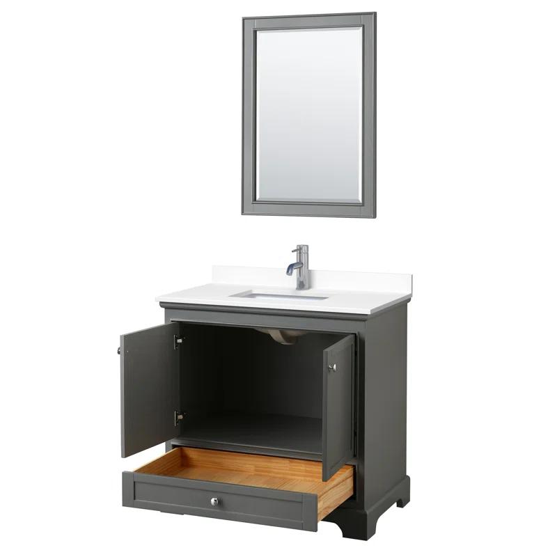 Wyndham Collection Deborah 36'' Single Bathroom Vanity with Marble Top with Mirror