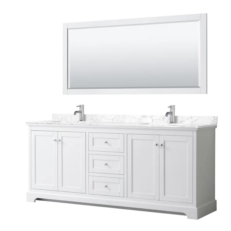 Wyndham Collection Avery 80'' Double Bathroom Vanity with Marble Top with Mirror
