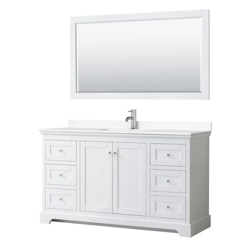 Wyndham Collection Avery 60'' Single Bathroom Vanity with Marble Top with Mirror