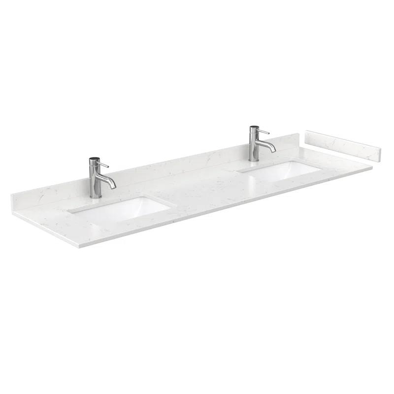 72" Double Cultured Marble Bathroom Vanity Top with Sink