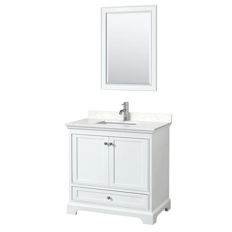 Wyndham Collection Deborah 36'' Single Bathroom Vanity with Marble Top with Mirror