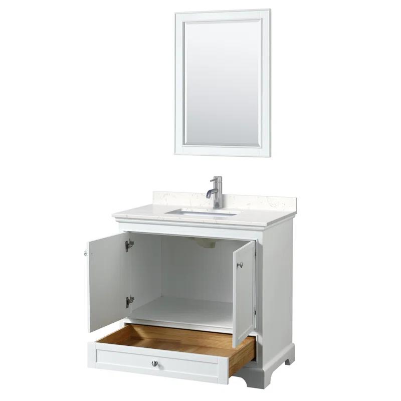 Wyndham Collection Deborah 36'' Single Bathroom Vanity with Marble Top with Mirror