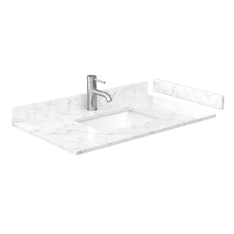 Wyndham Collection Deborah 36'' Single Bathroom Vanity with Marble Top with Mirror