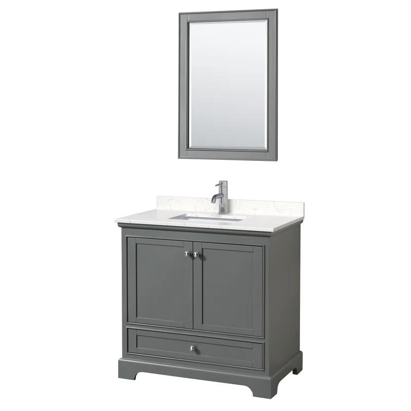 Wyndham Collection Deborah 36'' Single Bathroom Vanity with Marble Top with Mirror