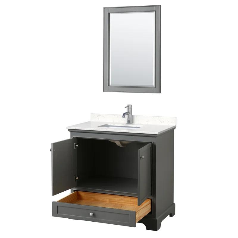Wyndham Collection Deborah 36'' Single Bathroom Vanity with Marble Top with Mirror
