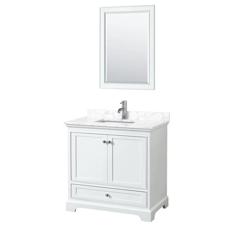 Wyndham Collection Deborah 36'' Single Bathroom Vanity with Marble Top with Mirror