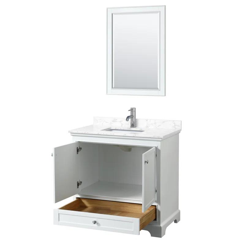 Wyndham Collection Deborah 36'' Single Bathroom Vanity with Marble Top with Mirror