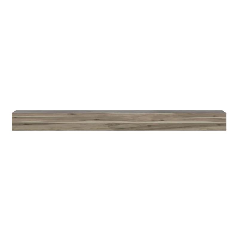 Acacia Solid Wood 72'' Mantel Shelf in Weathered Gray Finish