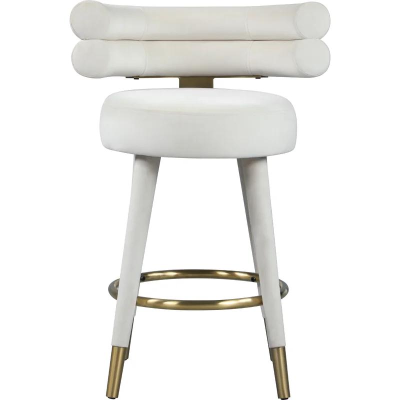 Elegant Black and Gold 26.5'' Velvet Counter Stool