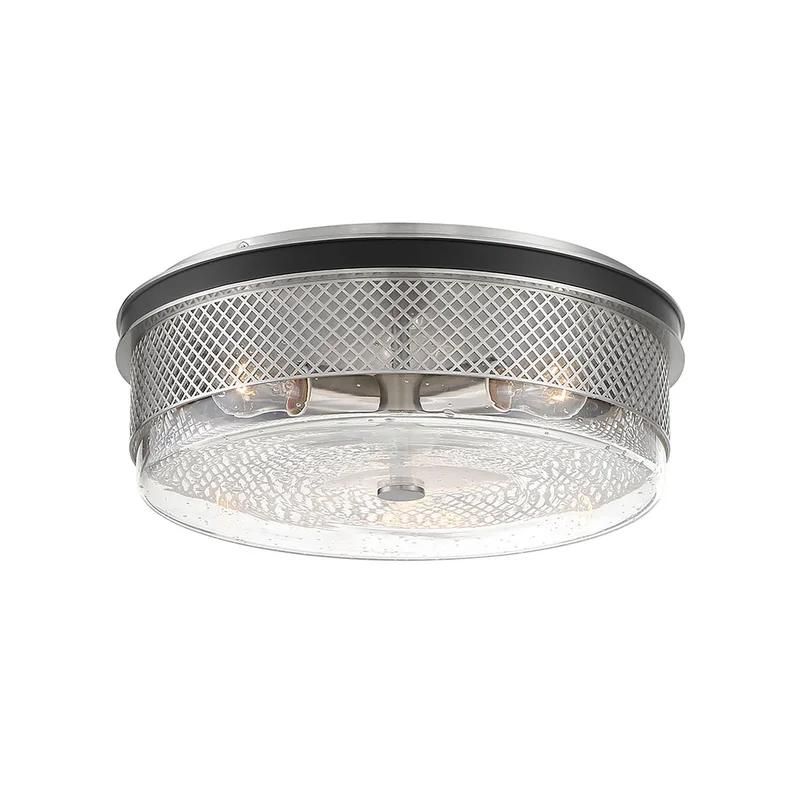 Coal & Brushed Nickel Seedy Glass 3-Light Flush Mount