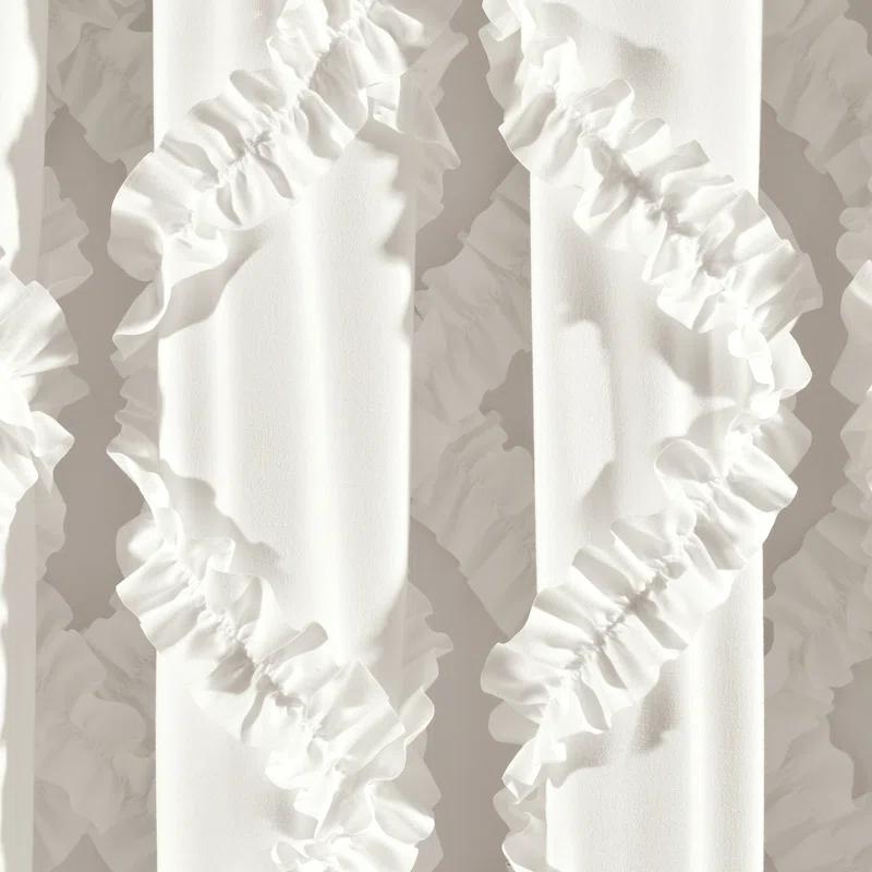 Lush Decor Ruffle Diamond Geometric Semi-Sheer Thermal Indoor Single Curtain Panel (Set of 2)