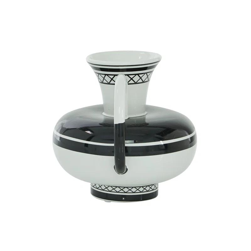 Ceramic Decorative White Vase with Handles