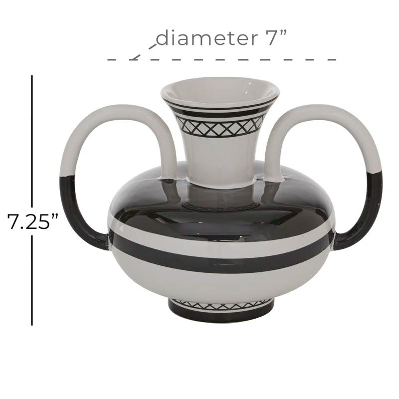 Ceramic Decorative White Vase with Handles