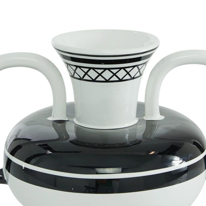 Ceramic Decorative White Vase with Handles