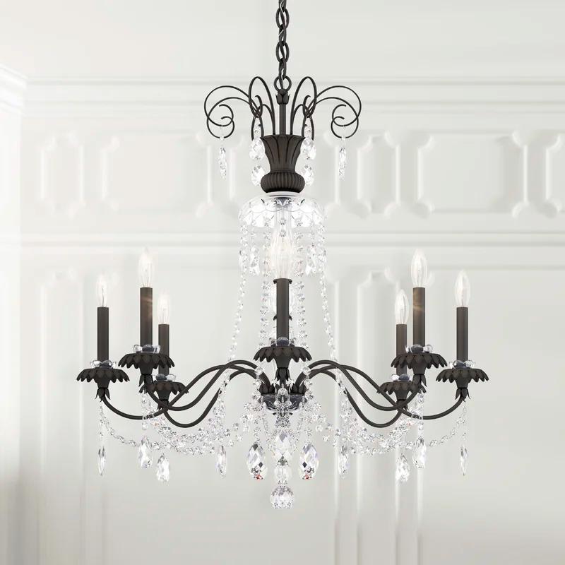 Elegante 75" Black Crystal 8-Light Incandescent Chandelier