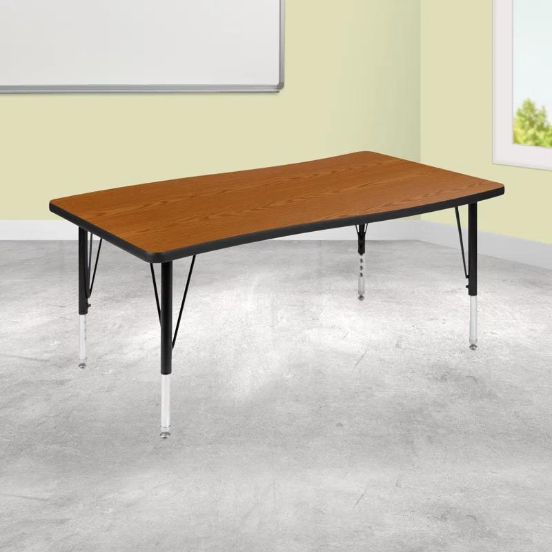 Flash Furniture Goddard 28"W x 47.5"L Rectangular Wave Collaborative Grey Adjustable Height Activity Table