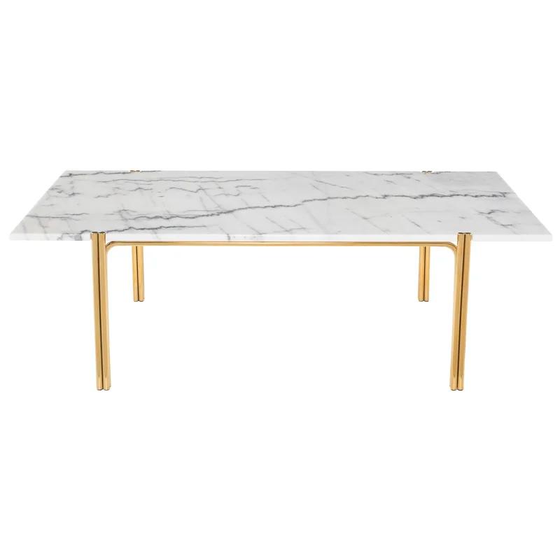 Elegant Rectangular Marble Coffee Table with Textured Top