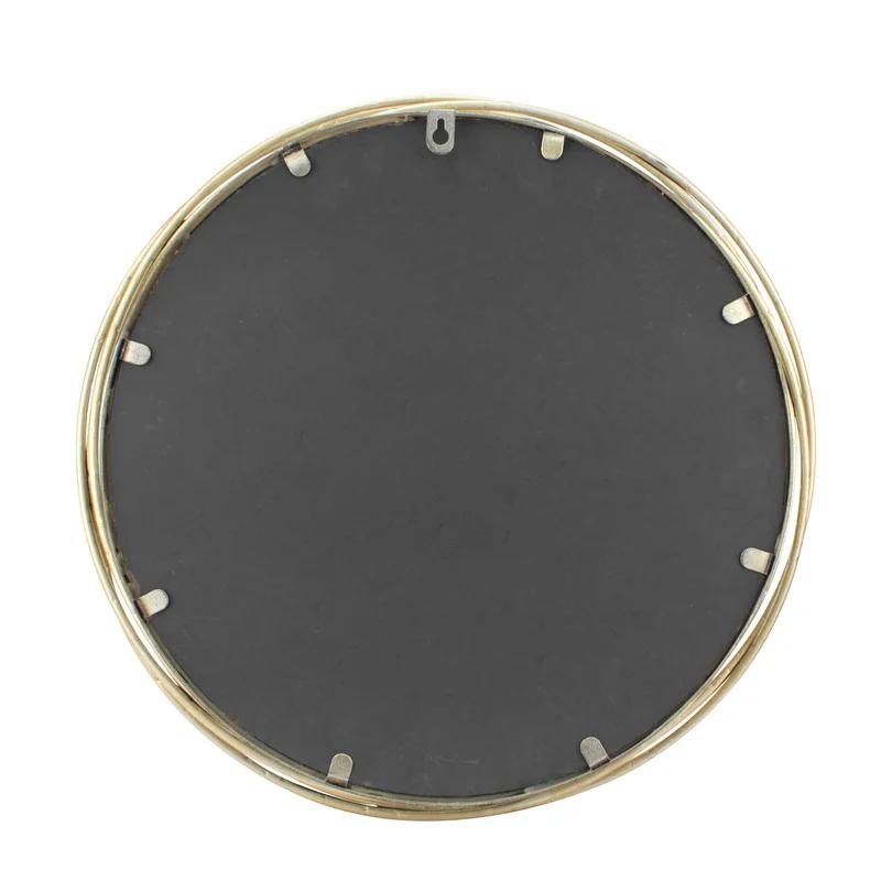 Antique Gold Round Metal Banded Wall Mirror