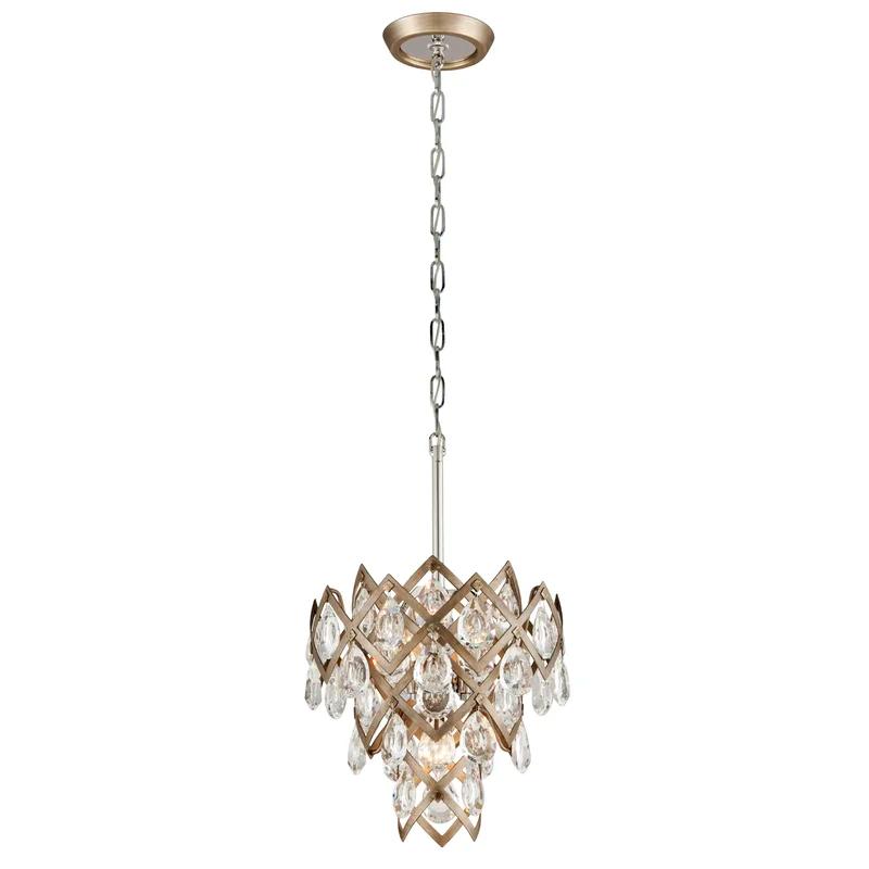 Tiara Vienna Bronze 3-Light Crystal Tiered Chandelier with Clear Shade