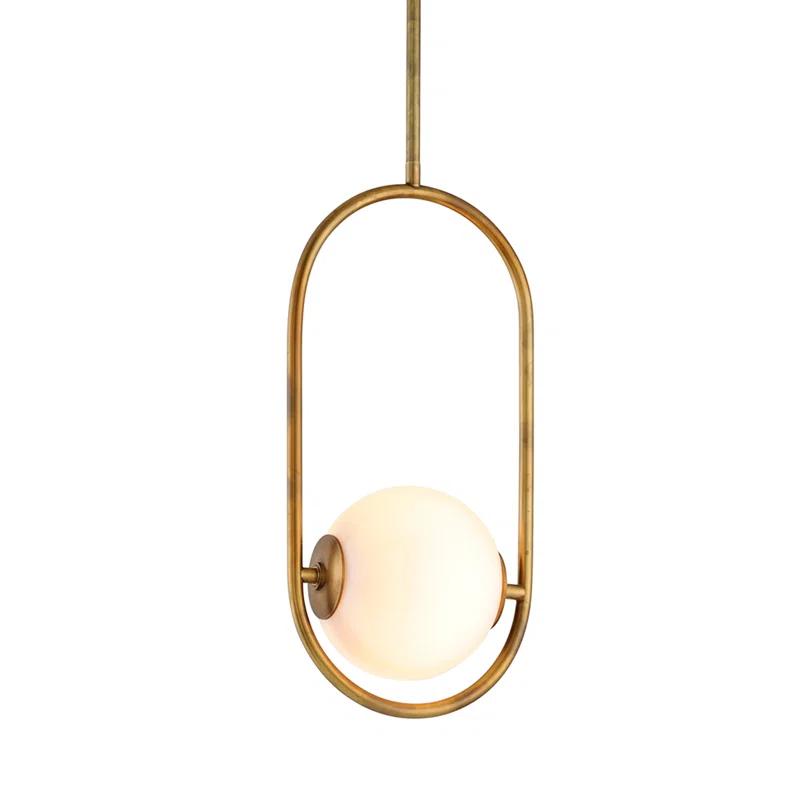 Everley Mini Globe Pendant Light in Vintage Brass with Frosted Glass