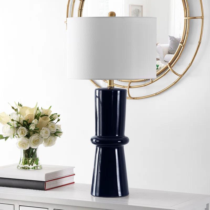 Eleanor Navy Blue Ceramic Table Lamp Set, 24" Height