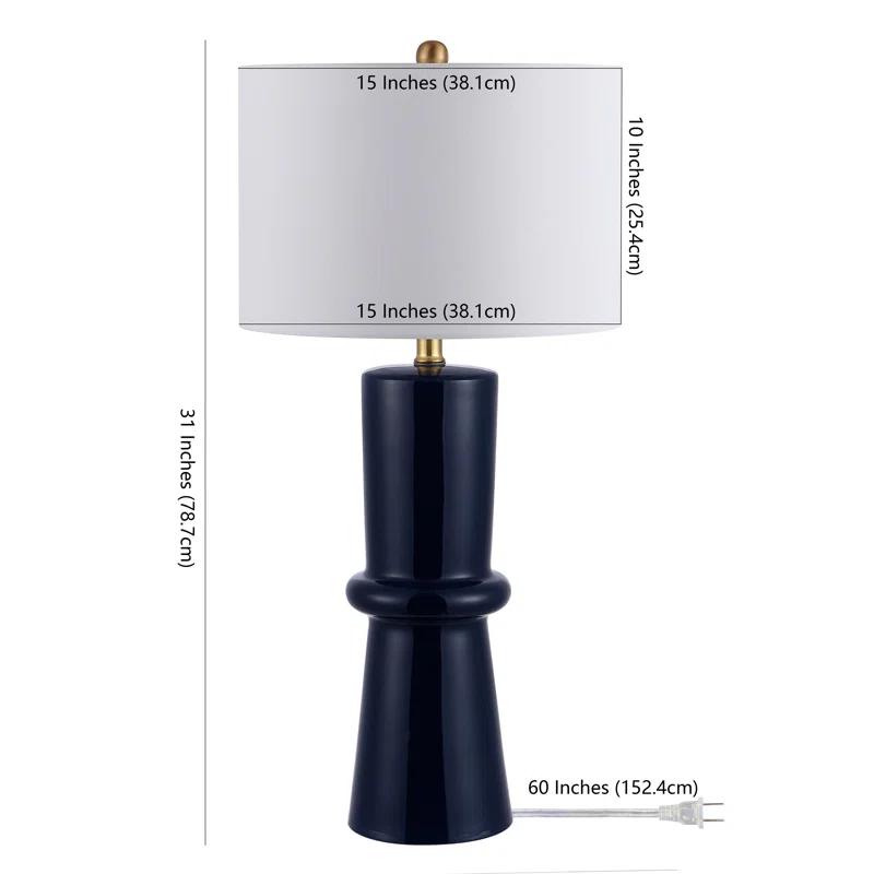 Eleanor Navy Blue Ceramic Table Lamp Set, 24" Height