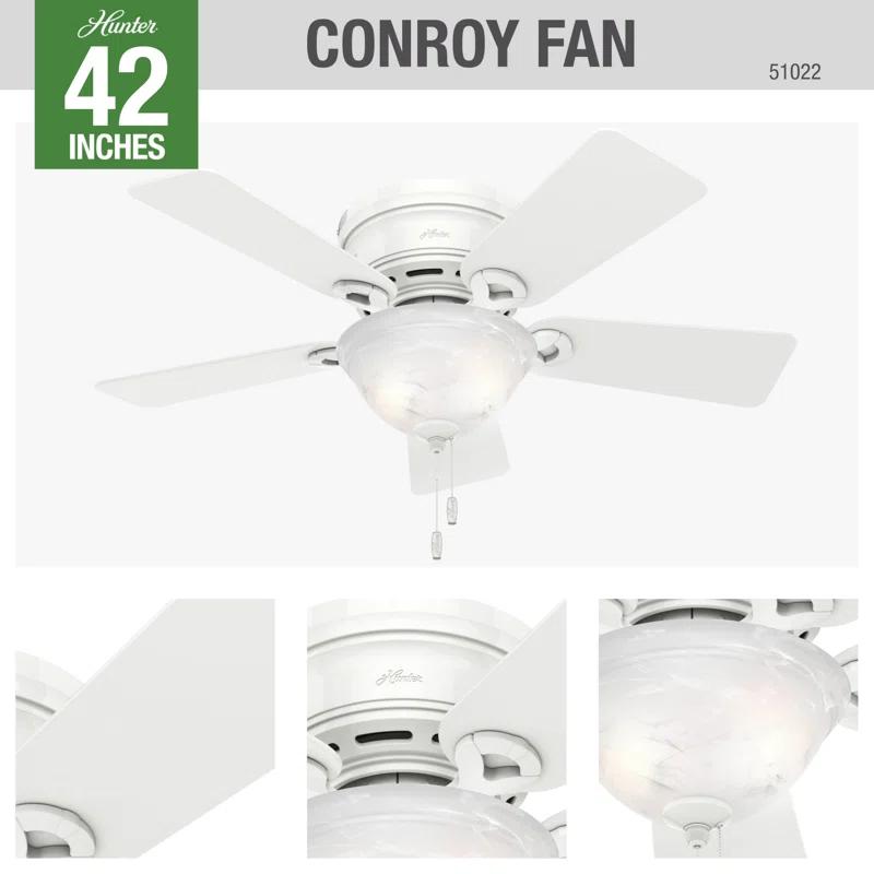 42'' Conroy 5 - Blade Flush Mount Ceiling Fan with Pull Chain and Light Kit Included