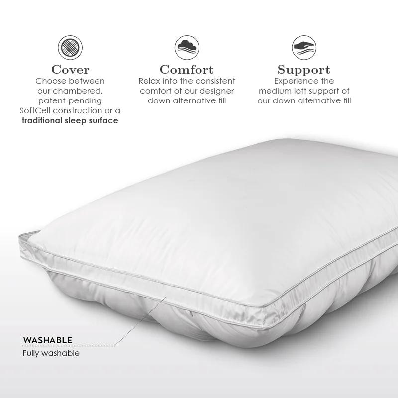 Queen White SoftCell Down Alternative Pillow