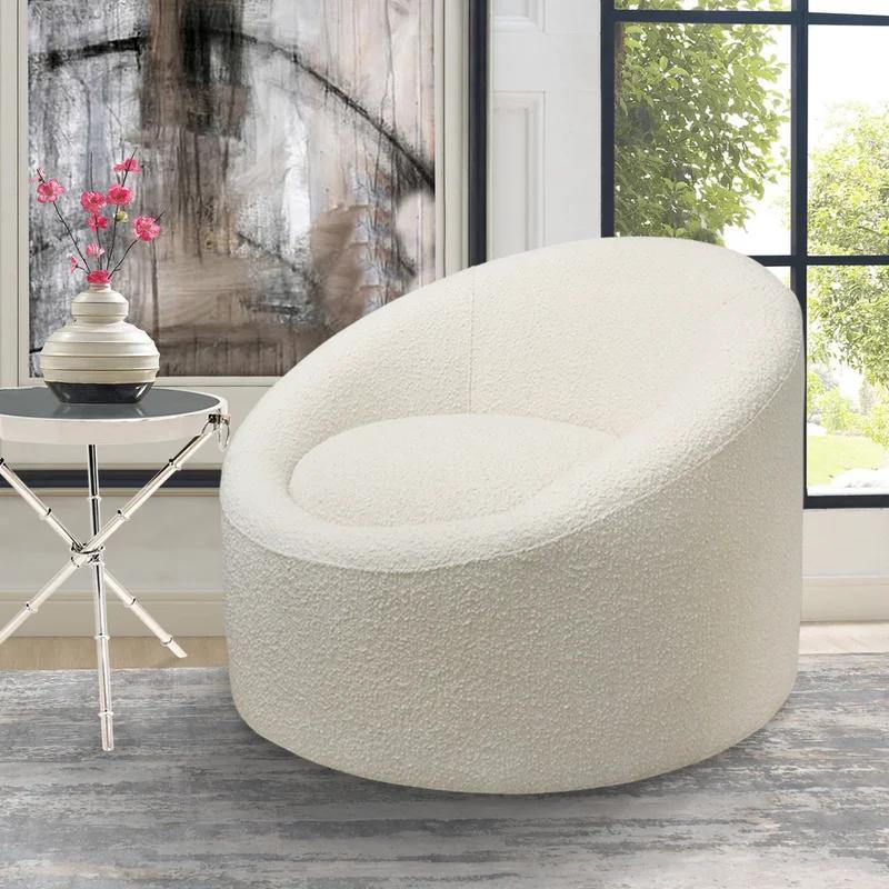 Sienna Ivory Swivel Armchair with Solid Wood Frame