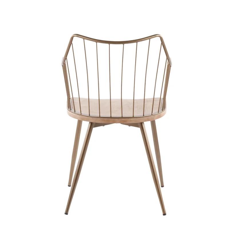 Windsor High Slat Back Arm Chair in Antique Copper and White Wash