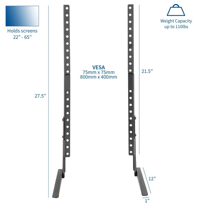Adjustable Height Sleek Steel TV Stand for 22"-65" Screens
