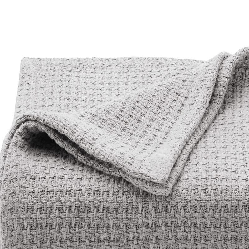 Coastal Knit Full/Queen Cotton Blanket in Pelican Grey