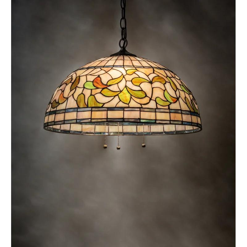 Mahogany Bronze 20" Tiffany Glass Pendant Light