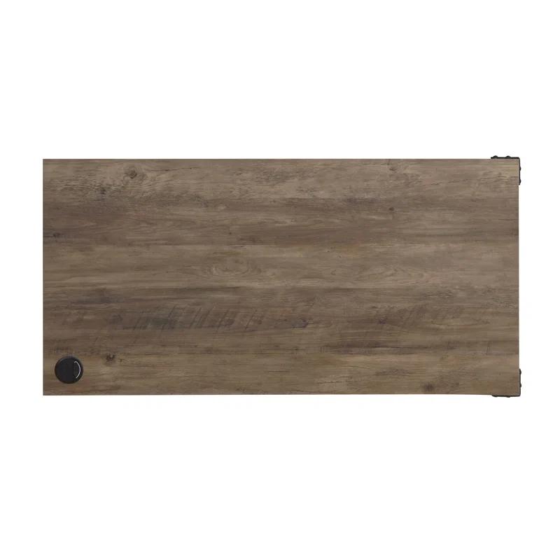 ExpressThrough L-Shaped Metal Base Writing Desk with Power Outlet