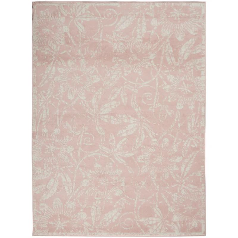 Bloomfield Easy-Care Blue Floral Synthetic 6' x 9' Area Rug