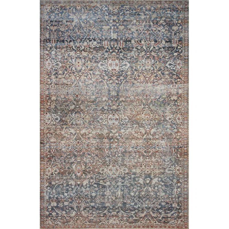 Durable Blue Synthetic 8'6" x 11'6" Easy-Care Area Rug